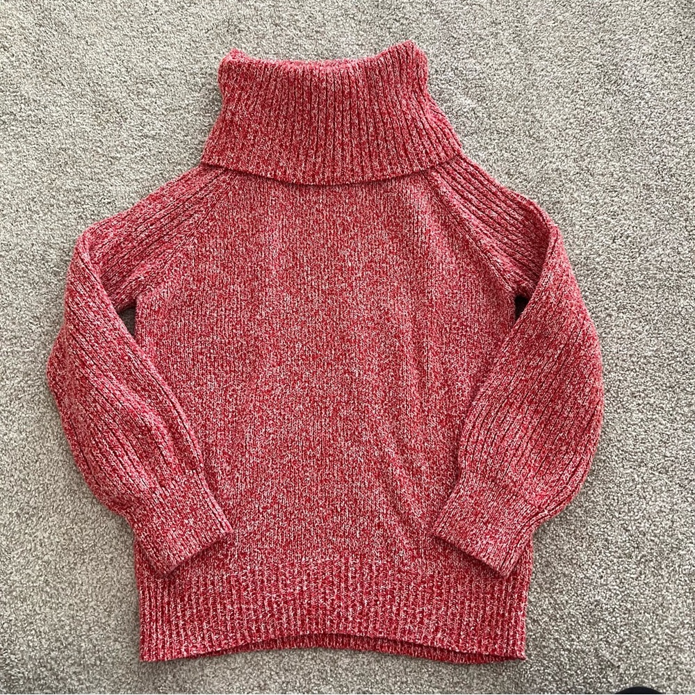 Nine West Red & White Intertwined Cowl Neck Knit Cozy Sweater size Small - Picture 5 of 9